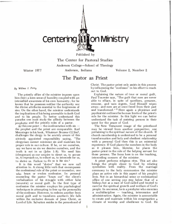 Centering on Ministry Vol 2 No 2 (Winter 1977) Thumbnail