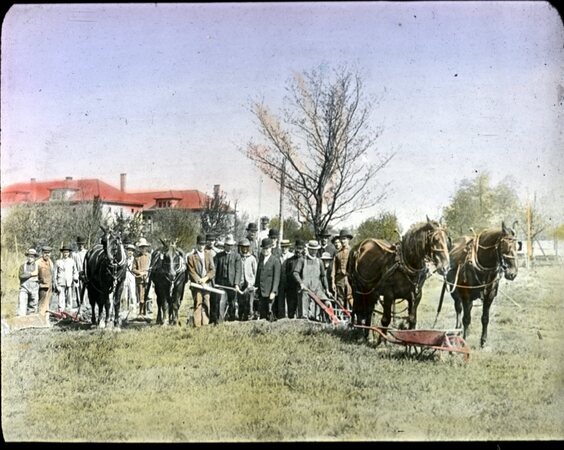 Breaking Ground for G. T., 1909 - Colorized Thumbnail